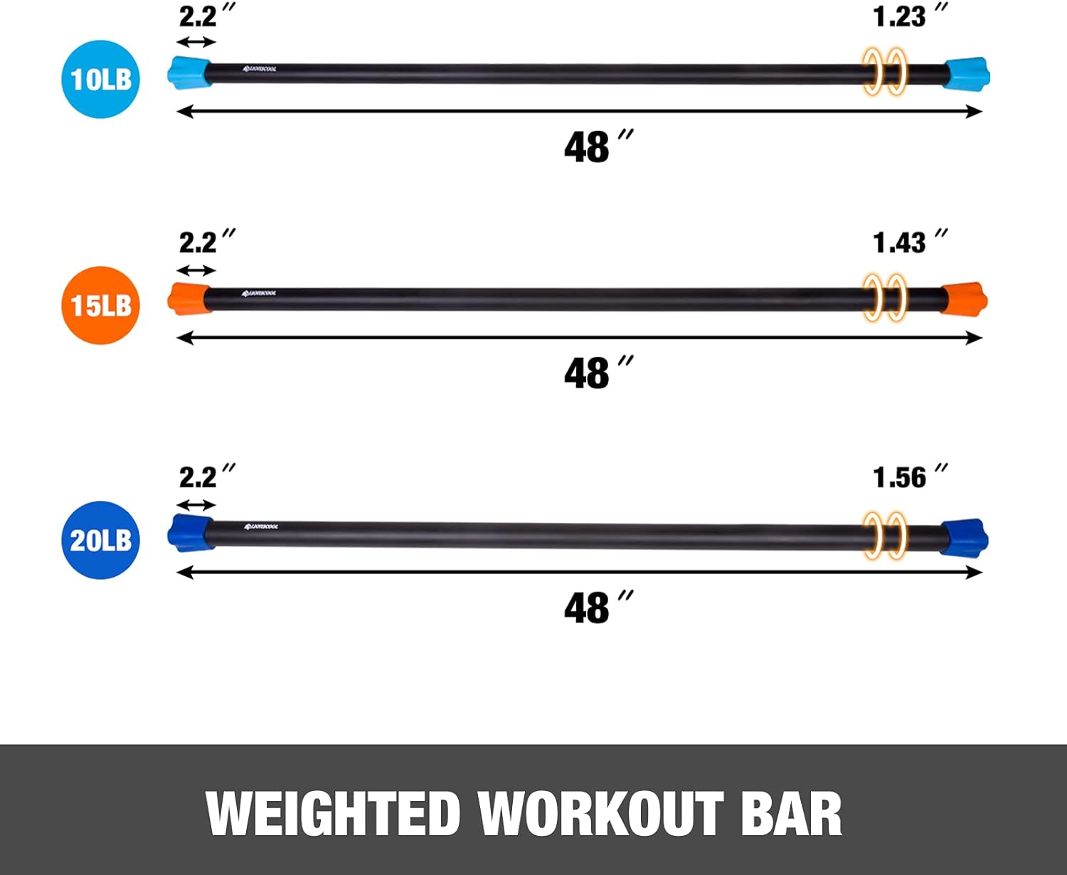 LIONSCOOL Workout Weighted Bar,Padded Exercise Weight Bar, Solid Steel Stretching weighted bar set for Body Sculpting, Physical Therapy,Body Toning(10+15+20LB)