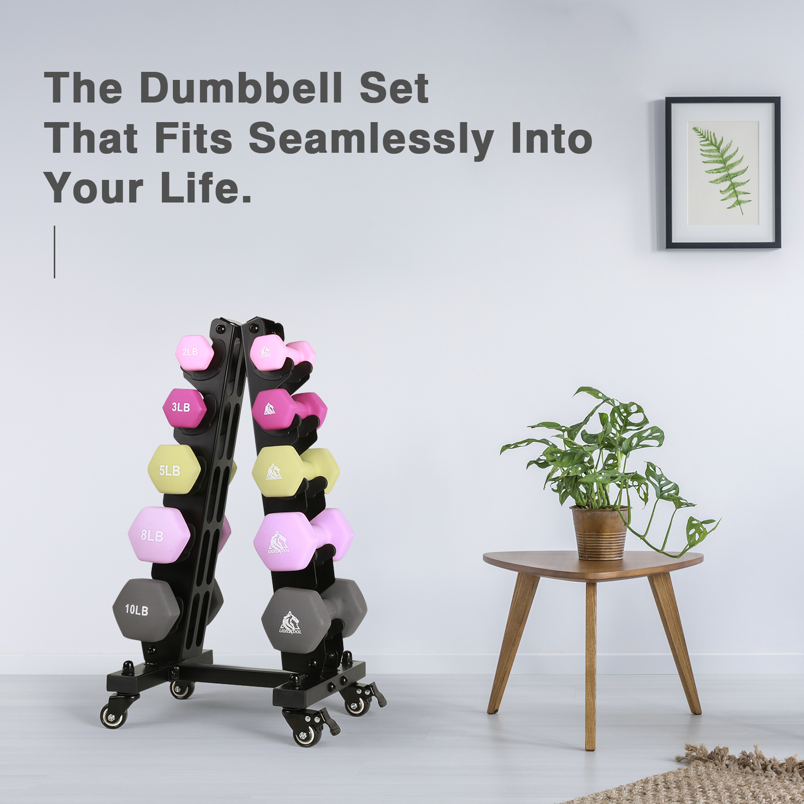 Neoprene Dumbbell Set with Rack