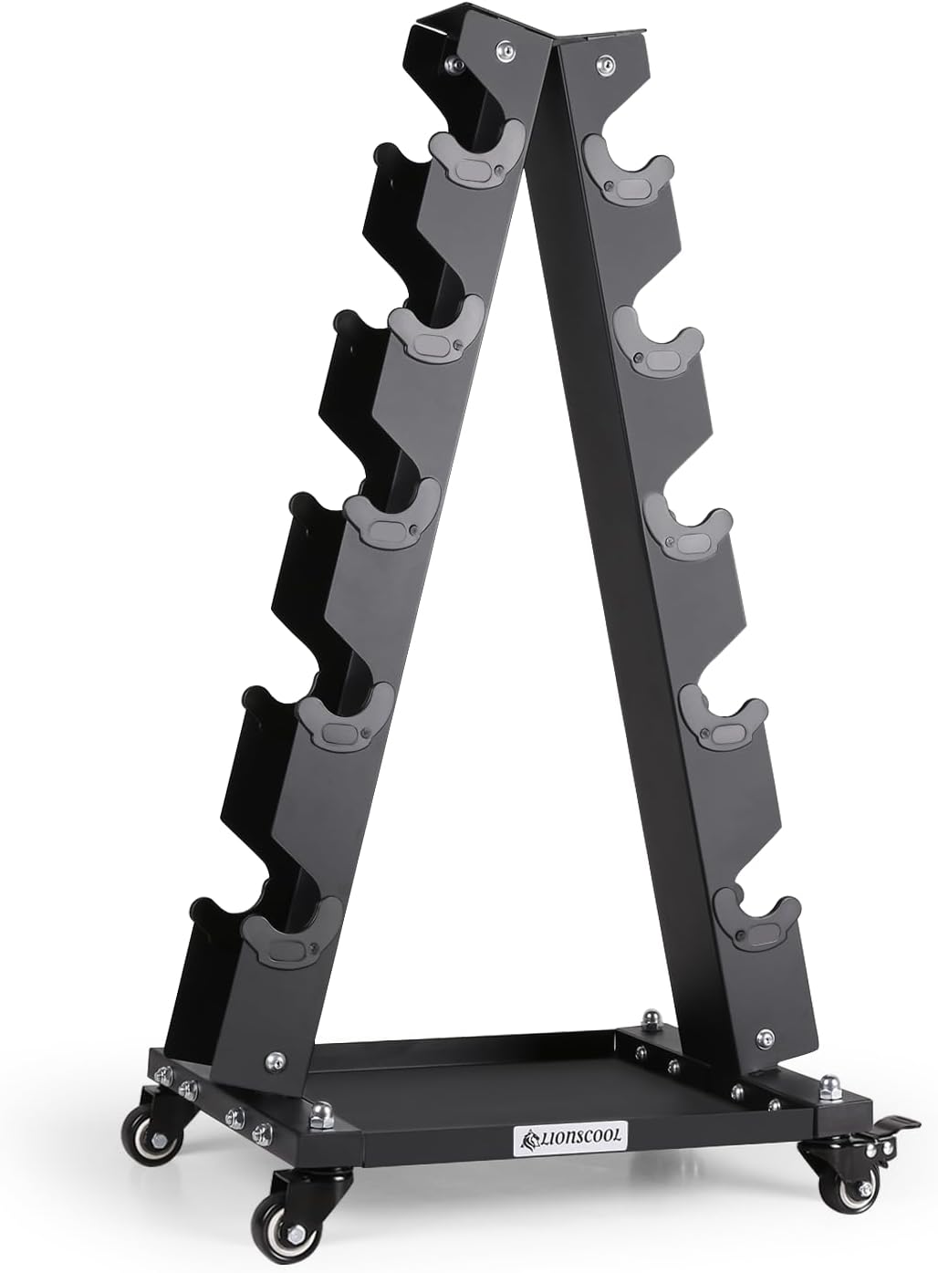 LIONSCOOL Premium Solid Steel Dumbbell Rack Stand Only, A-Frame Portable Weight Storage Organizer with Optional Tray and Wheels, Perfect for Home Gym Fitness Storage (90LBS/200LBS/300LBS/700LBS Weight Capacity Available)