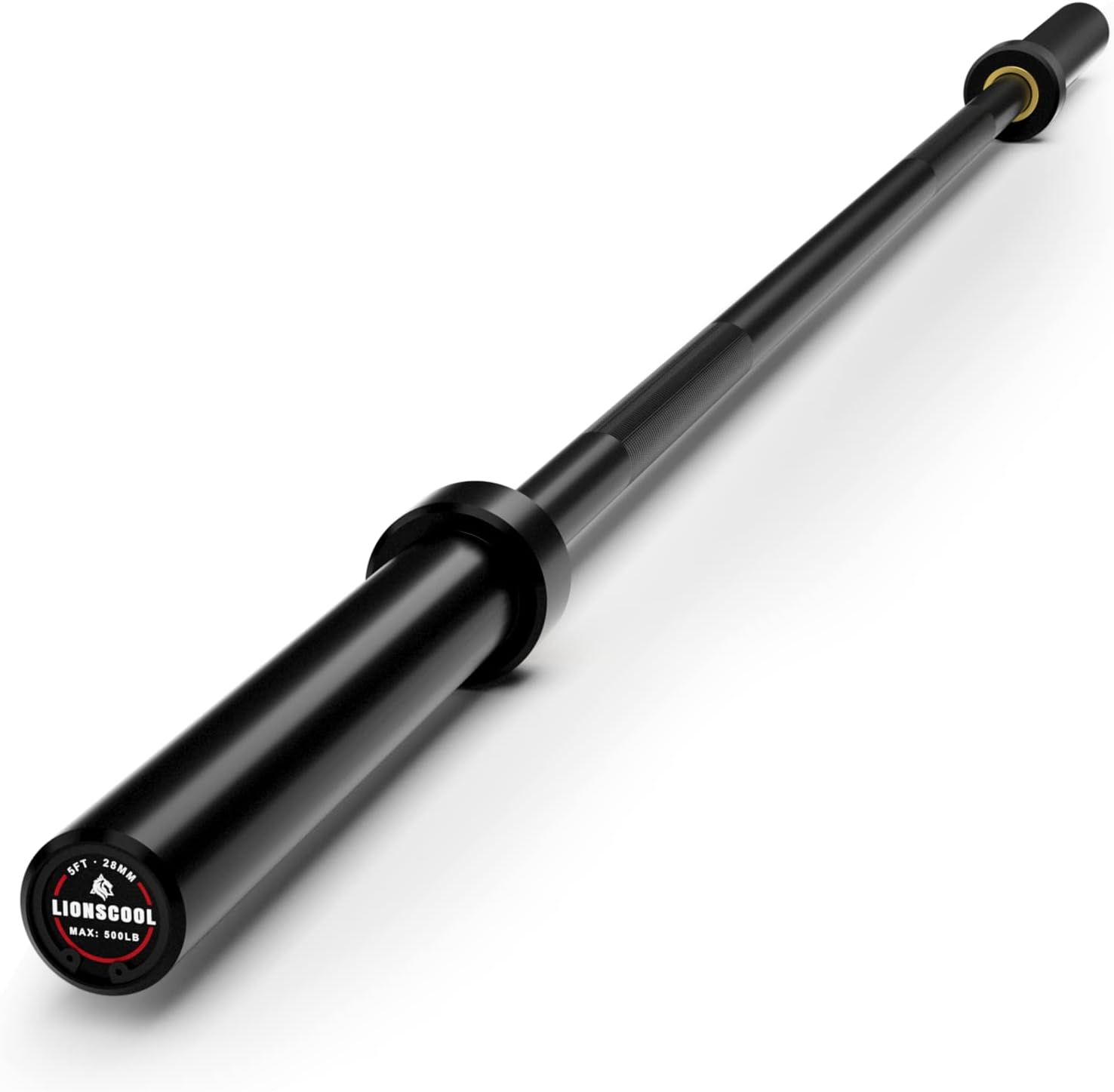 LIONSCOOL Premium 4.9ft  Barbell for Strength Training and Olympic Weightlifting, 2 Inch Bar for Squats, Curls, Deadlifts, Presses, Hip Thrusts, 500LBS Weight Capacity Available