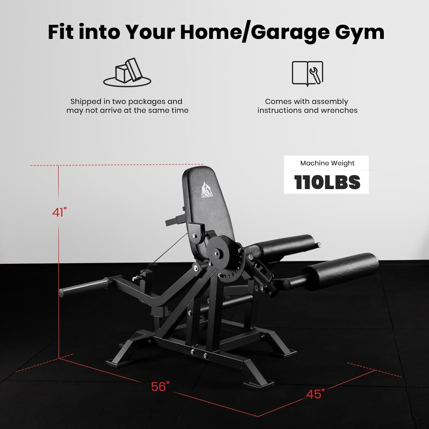 LIONSCOOL Leg Extension and Lying Leg Curl Machine, Adjustable Seated and Prone Lower Body Exercise Bench in Commercial Grade, Cable Operated Plate Loadable Leg Rotation Machine for Home Garage Gym