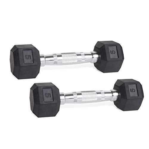 LIONSCOOL Rubber Encased Hex Dumbbells with Metal Handle for Strength Training, Resistance Training, Build Muscle and Full Body Workout, 5-65lbs…